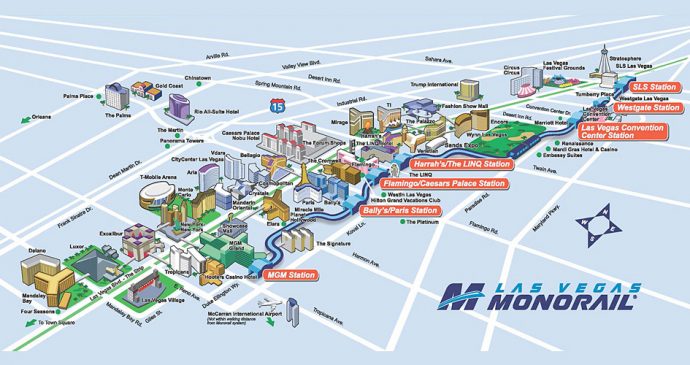 Monorail Route Map - Things To Do In Las Vegas