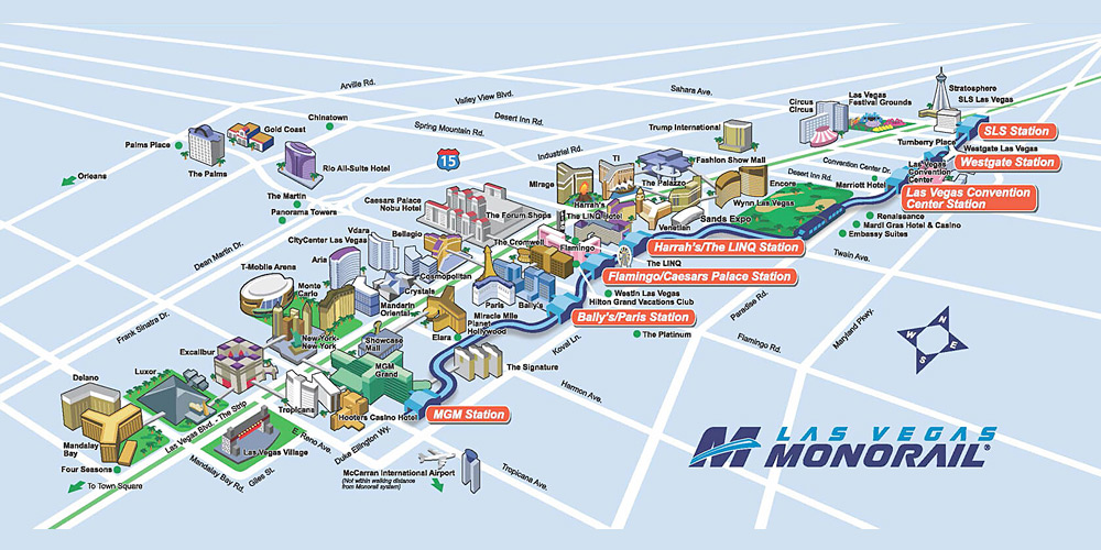 Monorail Route Map - Things To Do In Las Vegas